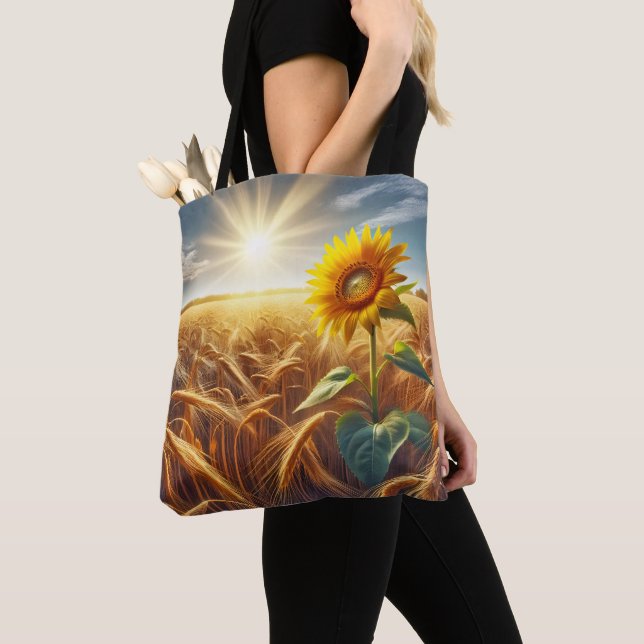 Tote Bag Tournesol Solitaire En Champ De Blé (De près)