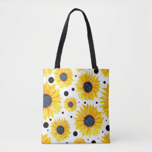 Tote Bag Tournesols Jaunes sur Fond Blanc Motif