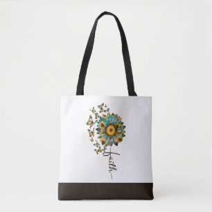 Tote Bag Tournesols Papillons De Foi Chrétiens Religieux
