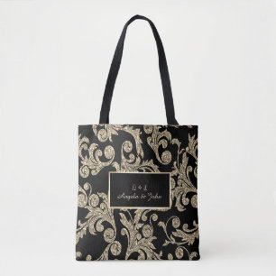 Tote Bag Tournures de paillettes dorées élégantes