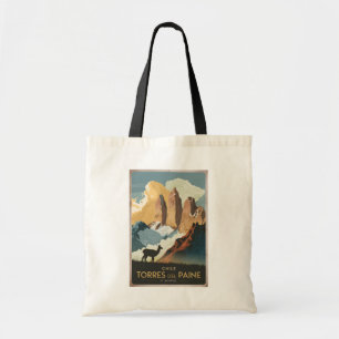 Tote Bag Tours del Paine Chili Illustration Art de Voyage
