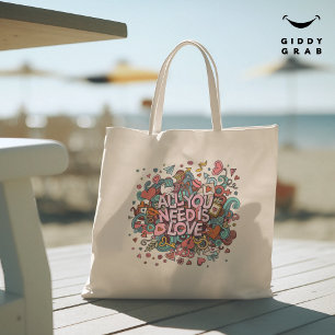 Tote Bag Tout ce dont vous avez besoin est amour Retro Typo