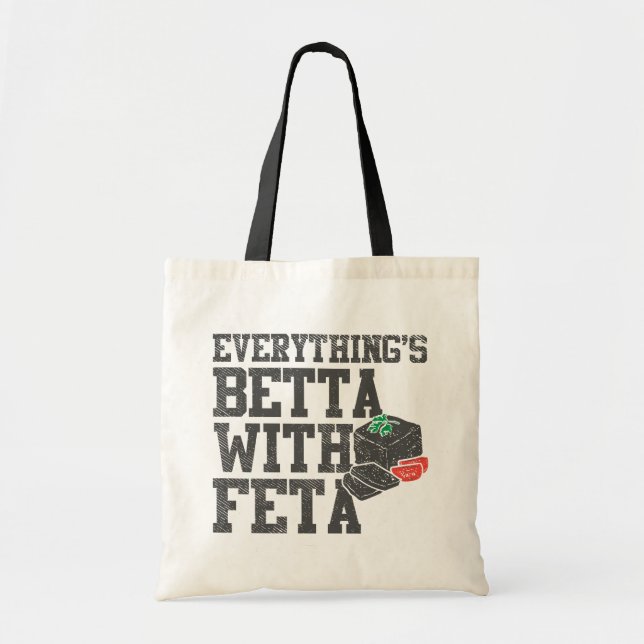 Tote Bag Tout est Betta avec du fromage grec feta drôle (Devant)