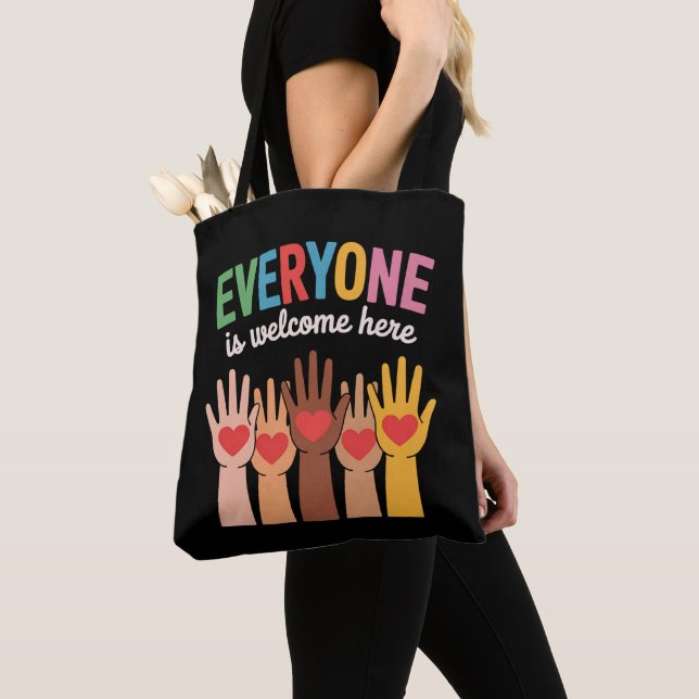 Tote Bag Tout Le Monde Est Bienvenue Ici (De près)