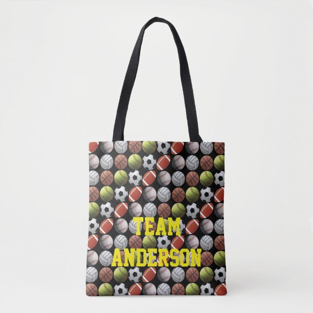 Tote Bag Tout le nom d'équipe de boules de sports (Devant)