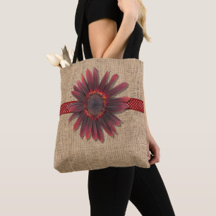 Tote Bag Toute la Fourre-tout - Le tournesol Burlap et Ring
