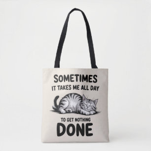 Tote Bag "Toute la journée à ne rien faire" Drôle de chat p