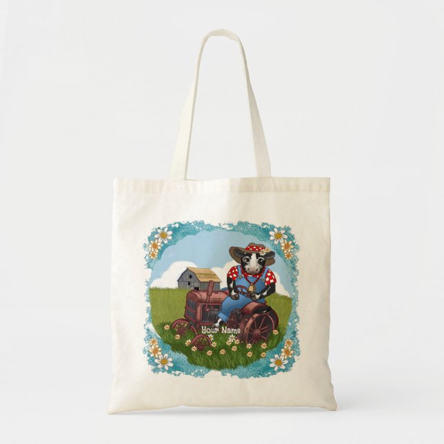 Tote Bag Tracteur de conduite de vache (Devant)