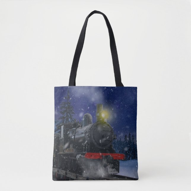 Tote Bag Train de Noël dans la neige (Devant)