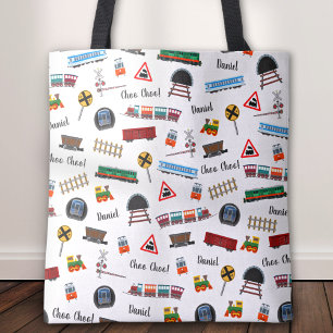 Tote Bag Train Motif Petit Garçon Prénom Choo Choo Enfants