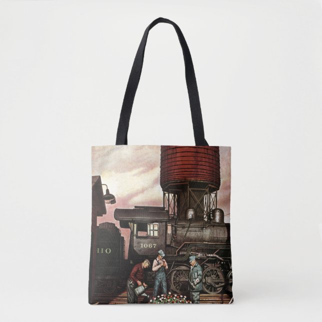 Tote Bag Train Yard Flower Garden par Stevan Dohanos (Devant)