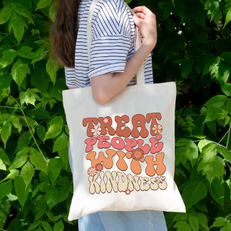 Tote Bag Traitez Les Gens Avec Gentillesse, Cute Boho Retro