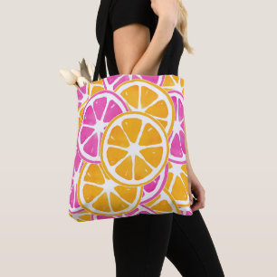 Tote Bag Tranches d'agrumes rose orange