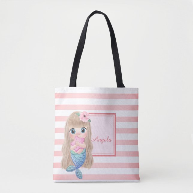 Tote Bag Trandy Striped, Bébé Sirène (Devant)