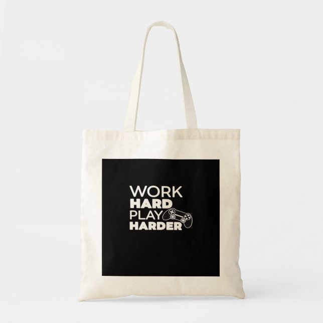 Tote Bag Travailler dur Jouer dur classique essentiel (Devant)