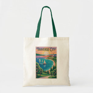 Tote Bag Traverse City Lac Michigan Illustration Voyage
