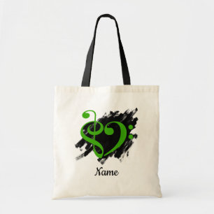 Tote Bag Treble et Bass Clef Coeur vert personnalisable