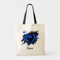 Treble et Bass Clef Heart Royal Blue Personnalisab