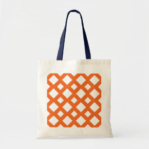 Tote Bag treillis orange en blanc