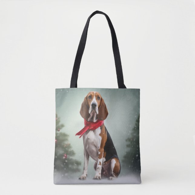 Tote Bag Trek Walker Coonhound Dog en Noël de neige (Devant)