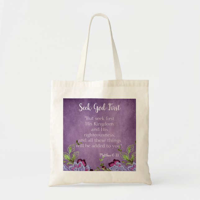 Tote Bag Trendy Rechercher Dieu d'abord (Devant)