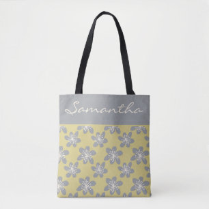 Tote Bag Trendy Ultimate Gris & Jaune motif floral