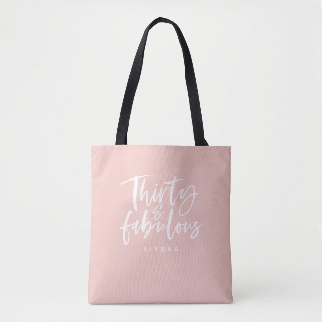 Tote Bag Trente et texte rose fabuleux de manuscrit (Devant)