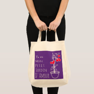 Tote bag très amoureux, le petit jardin d'amour