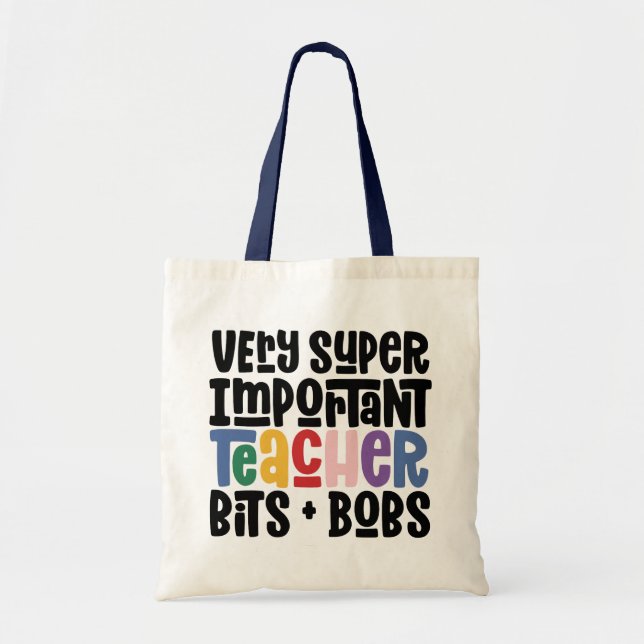 Tote Bag Très important enseignant typographie moderne cade (Devant)