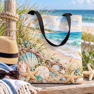 Tote Bag Trésors de la plage côtière & Vagues de l'océan