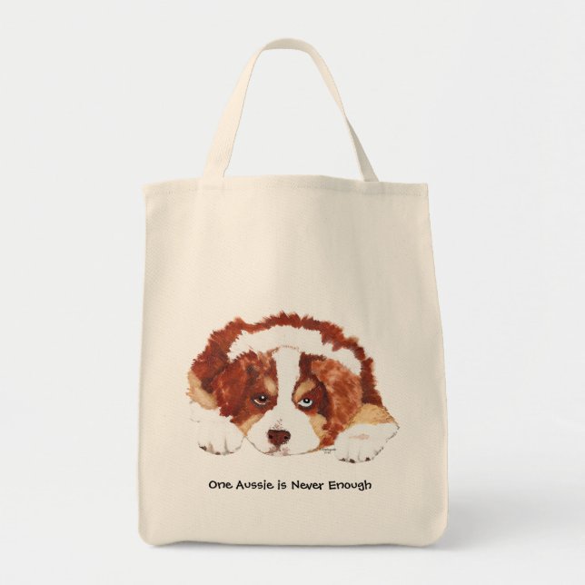 Tote Bag Tri chiot australien rouge de berger (Devant)