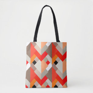 Tote Bag Triangles Abstraits modernes, orange, rouge et gri
