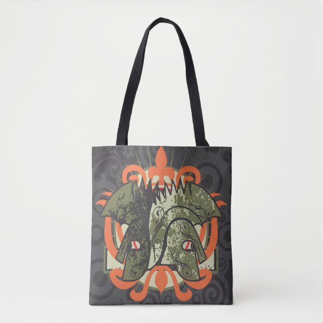 Tote Bag  Tribal Mask with Orange Crown (Devant)