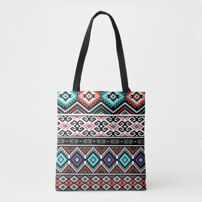 Tote Bag Tribal Navajo rétro : Géométrique Sans Seamless. (Devant)
