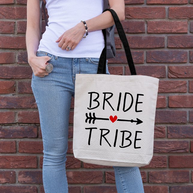 Tote Bag Tribu de mariée Bohème Rouge Cœur Flèche (Créateur téléchargé)