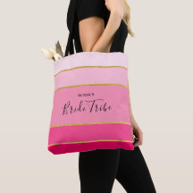 Tribu de mariée personnalisée rayée rose et or