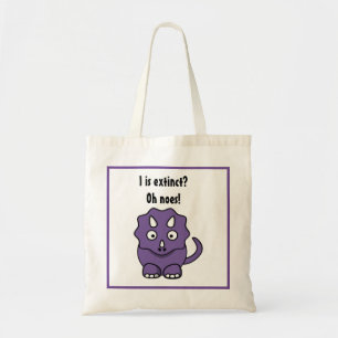 Tote Bag Tricératops mignon pourpre Cartoon avec Extinction