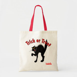 Tote Bag Trick de chat noir effrayant ou traiter bonbon