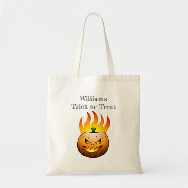 Tote Bag Trick d'Halloween ou Citrouille de traitement (Devant)