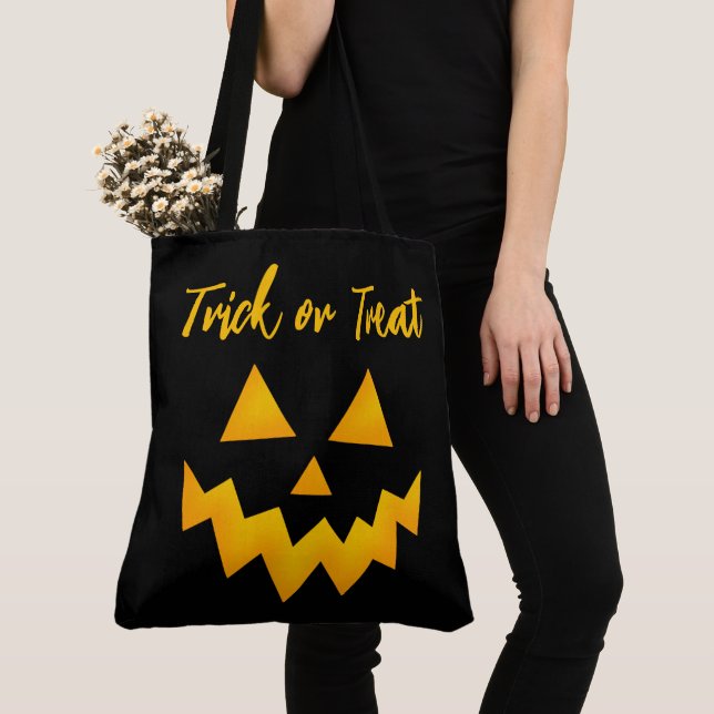 Tote Bag Trick d'Halloween ou traiter la face Citrouille br (De près)