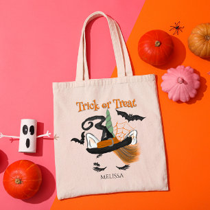 Tote Bag Trick or Treat Cute Unicorn Witch Halloween