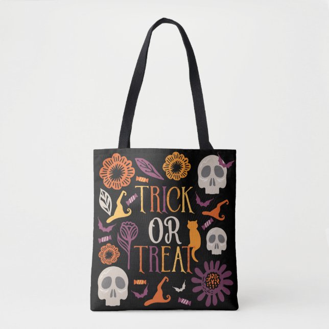 Tote Bag Trick or Treat Design Motif Halloween élégant (Devant)