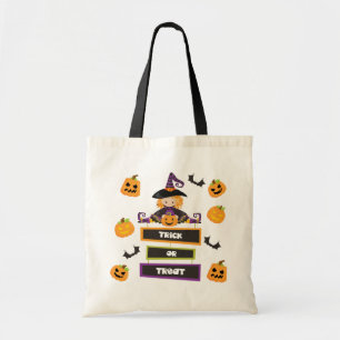Tote Bag Trick or Treat Halloween Sorcière Citrouille