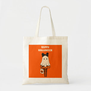 Tote Bag Trick or Treat Quirky Cute Ghost Happy Halloween