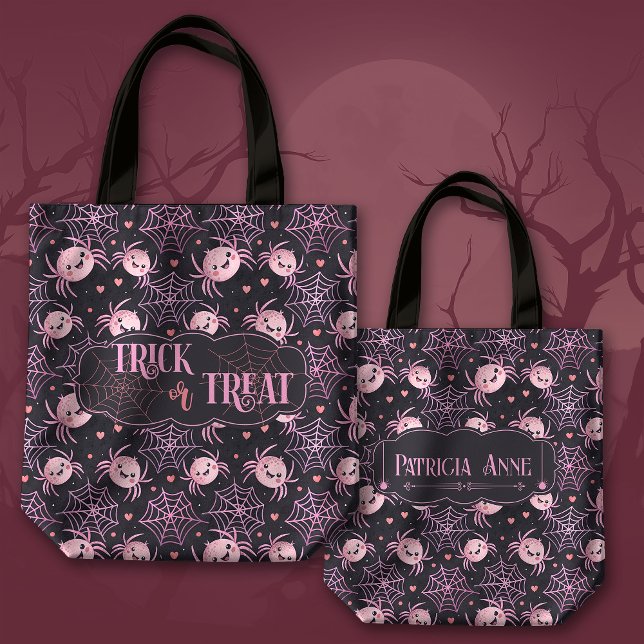 Tote Bag Trick ou traitement d'Halloween doux araignées et  (Créateur téléchargé)
