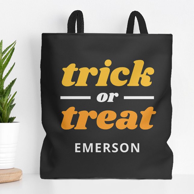Tote Bag Trick ou traitement Halloween monogramme (Créateur téléchargé)