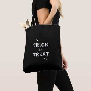 Tote Bag Trick ou Treat Black and White Halloween Stars