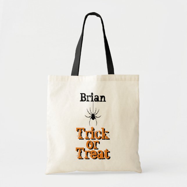 Tote Bag Trick ou Treat Spider personnalisé Fourre-tout (Devant)