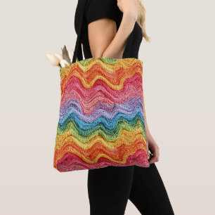 Tote Bag Tricot Bohème Rayé Coloré, Vibes Cosy et Artisanal