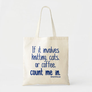 Tote Bag Tricot, chats ou café